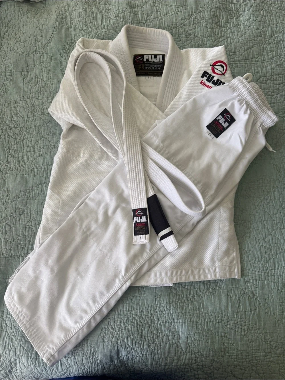 Kids White Brazilian Jui Jitsu Gi Set with Belt